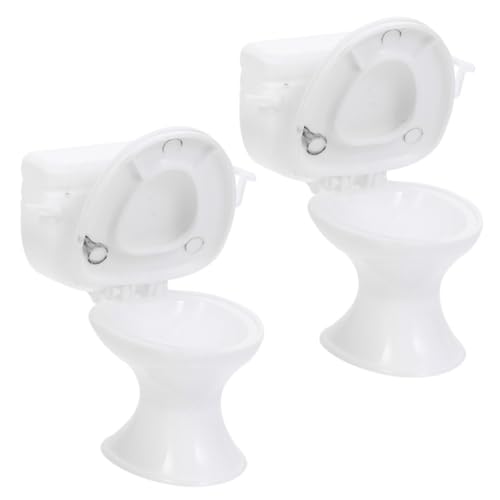 Alasum 2St Puppenhaus-Toilette wc kindertoilette Fun Toy -Erziehungsspielzeug Mini- Puppenhausmöbel Simulation Mini-Toilette Lernspielzeug für Plastik Weiß von Alasum