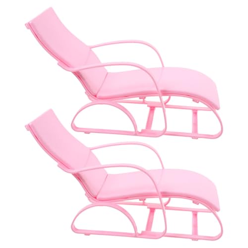 Alasum 2St Puppenstrandkorb Miniatur-Puppenhauszubehör für den Strand Puppenbett Sandspielzeug kinderspielzeug puppenmöbel Puppe Strandkorb Mini-Strandkorb Plastik Rosa von Alasum