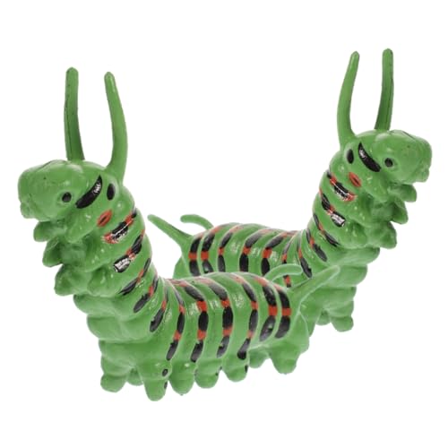 Alasum 2St Raupenmodell Kunststoff Raupenfigur Dekorative Raupenfigur Nachahmungsspielzeug Insektenmodell Stütze gefälschte Ratte Raupen-Modell- Simulation Raupe Plastik Green von Alasum