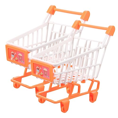 Alasum 2st Mini-einkaufswagen Tun So, Als Würden Sie Schiebespielzeug Für Kleinkinder 1-3 Einkaufswagen Für Kleinkinder Puppenhaus-miniaturen Orange Plastik von Alasum