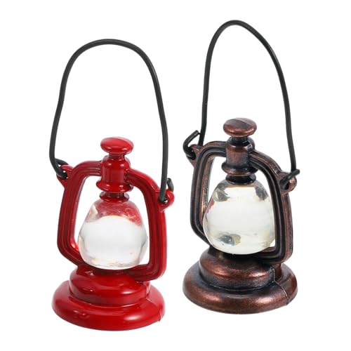 Alasum 2st Mini-petroleumlampe Miniaturmöbel Miniatur-Laterne Mini-Laternen Puppenhaus-miniaturen Hauszubehör Mini-puppenhaus Puppenmöbel Miniaturlampen Puppenstubenmöbel Harz von Alasum