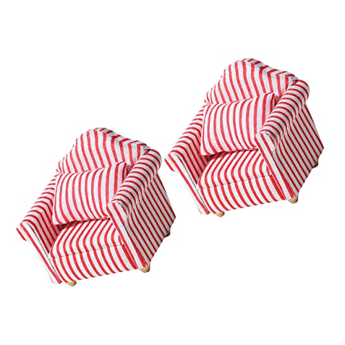 Alasum Puppenhaus-zubehör 2 Stück Gestreiftes Mini-Sofa für Jungen und Mädchen Zum Rollenspiel Lernspielzeug von Alasum