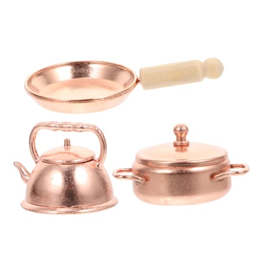 Alasum 3pcs Miniatur Kupfer Kochgeschirr Set Für 112 Puppenhaus Küche Zubehör Für Miniatur Landschaft von Alasum