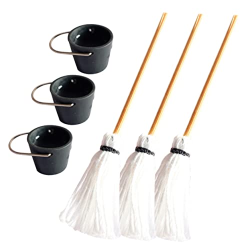 Alasum 3 Sätze Eimer-Mop-Modell für kinderspielzeug Toys kinderknallzeug Kid Toys wischeimer Dekoration Miniatur-Mopps Mini-Mopp Mini-Eimer-Mopp-Kit Miniaturen Harz von Alasum