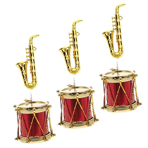 Alasum Stabile Mini-musikinstrumente Aus Kunststoff – 3 Sets Mini-Saxophon- Und Trommelmodelle Für Puppenhaus Und Mini-hausdekoration von Alasum