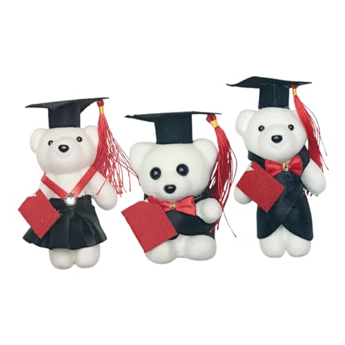 Alasum 3 Stück Bärenpuppe Abschlusssaison Abschluss Plüschbär Abiturbär Abschlussbär Gefüllter Abschlussbär Glückwunsch Grad Tierpuppe Filztuch von Alasum