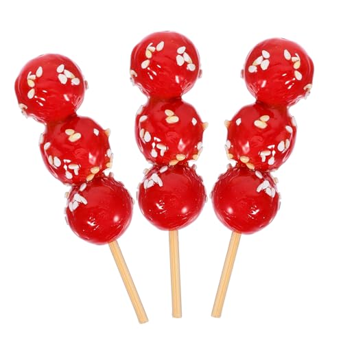 Alasum 3 Stück Kandiertes Haws-Modell puppenhauszubehör Miniatur-Kürbisspieße lebensechter Eiszucker Puppenhaus mit Zuckerüberzug Requisiten für chinesische Snacks PVC rot von Alasum