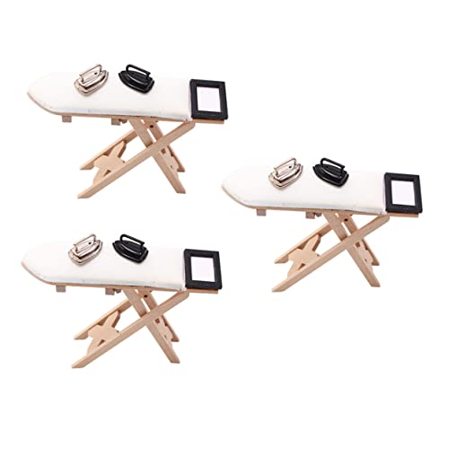 Alasum 3 Stück Mini-Bügeltisch klein Kleidung Kompakt Puppe Planke mini mini Toys Miniature playset Miniature Furniture mini Mini-Bügelbrett Tisch Bügelbrett Holz von Alasum