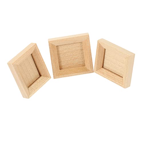 Alasum 3 Stück Miniatur Holz Bilderrahmen für Puppenhaus DIY Mikro Foto Rahmen Naturgetreues Design Kleine Rahmen für Mini Haus Dekoration und Bastelprojekte von Alasum