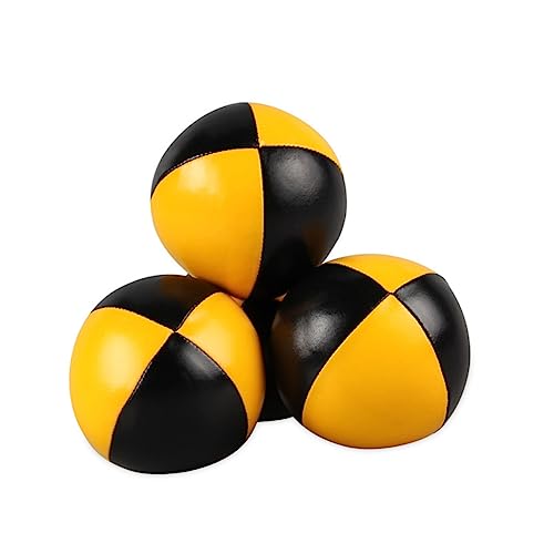 Alasum 3 Stück Pu Jonglierbälle Feinnähbälle Interaktive Bälle Fun Party Gefälligkeiten Für Kinder Mit Netztasche (gelb Schwarz) von Alasum
