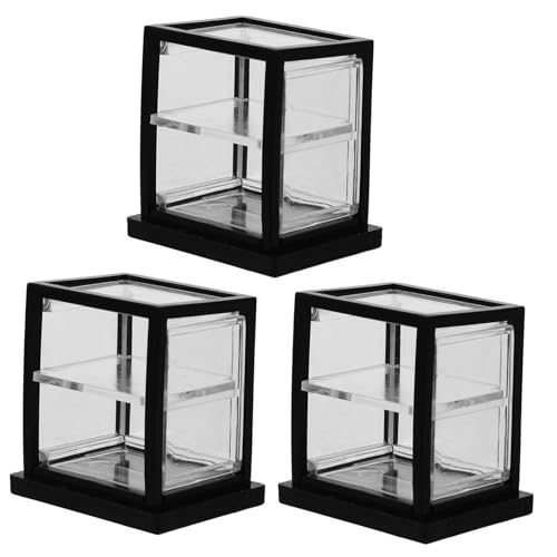 Alasum 3stücke Teiliges Miniatur-transparent-vitrinen Für Puppenhaus Doppelstöckiger Ausstellungsständer Für Kuchen Und Gebäck Zubehör Bäckerei Und Kreative Szenen von Alasum