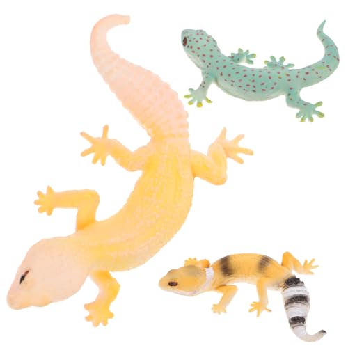 Alasum 3 Stück Realistische Reptilien Tiermodell mit Robustem Material Glatten Kanten Sicherer Oberfläche für Kindliche Kreativität und Lernspiel Kleine Gecko Dekoration Sammelfiguren von Alasum