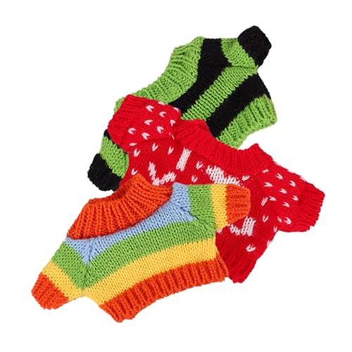 Alasum 3 Stück Teiliges Puppenbekleidungsset für Süße Handgemachte Pullover für Stofftiere Ersatzkleidung für Kinderpuppen Love Pullover Gestreiftem und Regenbogenfarbenem Design von Alasum