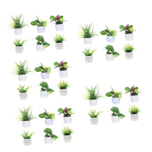 Alasum 30 STK künstliche Grünpflanzen Mini-künstliche Pflanzen Zimmerpflanzen Anlage Modelle Mini- -Dekor lebensechte Minipflanze draussen schmücken grüne Pflanzen Statue Bonsai von Alasum