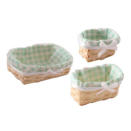 Alasum 3st Miniatur Geflochtene Körbe Mini -picknickkorb Mini Körbe Mini-Ornament Miniatur-korbdekore Kleiner Korb Mini-hauskörbe Mini-obstkörbe Mini- Mini Bastelkorb Green von Alasum