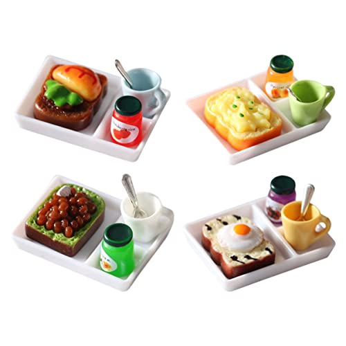 Alasum Mini-schmuck Für Puppenhaus 4er-Set Miniatur-Lebensmittel Rollenspiel Miniatur-frühstücksmodell Für Jungen Und Mädchen von Alasum