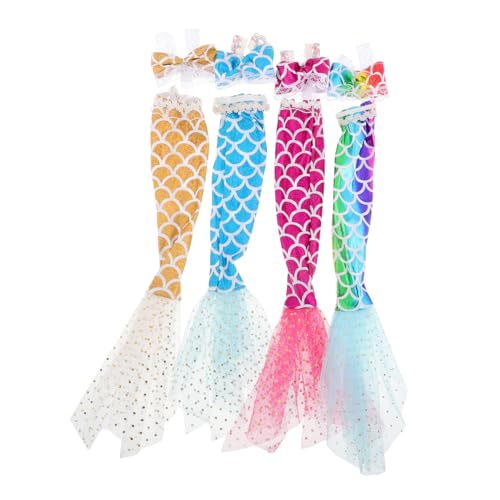 Alasum 4 Sätze Teiliges Puppenkleid Glitzer Meerjungfrau Kostüm Sommer Bikini für Puppen Bunte Puppenkleidung Zubehör Detailreich und Einfach Anzuziehen von Alasum