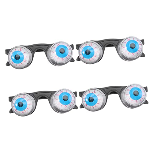 Alasum 4 Stück Horrorbrille Glubschaugen gruseliger Augapfel verrückt halloween brillen halloween dekoration schnapsgläser Partykleid, lustige Brille Neuheitsbrille für Erwachsene Plastik von Alasum