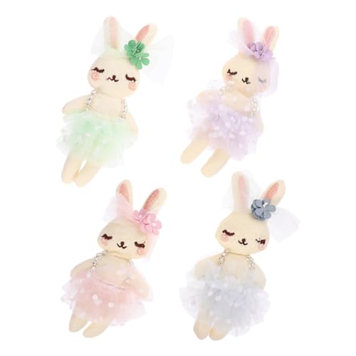 Alasum 4 Stück Kaninchenpuppe Kaninchen Plüsch Gefüllter Hasenplüsch Entzückendes Kaninchenspielzeug Bastelt Stirnband-Kaninchen-Ornament Kleidung Kaninchenzubehör Osterhasenpuppen Stoff von Alasum