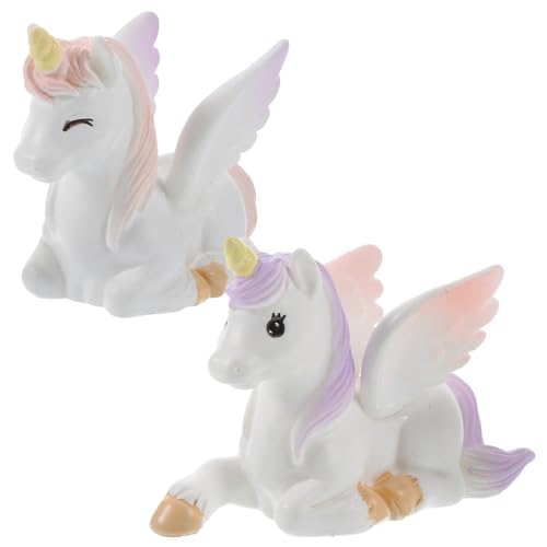 Alasum 4 Stück Mikrolandschaftsdekoration Mini-Spielzeug Mini-Einhorn-Figur kleine Einhornspielzeuge pflanzendeko einhornpartydeko Einhornfigur für zu Hause kleine Einhornstatue Harz von Alasum