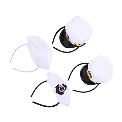 Alasum 4 Stück Mütze Stirnband Mini Matrosenmütze Matrosen Stirnband Cosplay Kapitänsmütze Yachtmütze Kapitän Weiß Junge Mädchen Party Kapitänsmütze Pirat Marine Yacht Kapitän von Alasum