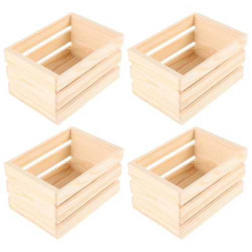 Alasum 4 Stück Mini-holzkisten Für Puppenhäuser Realistische Modell-aufbewahrungsboxen Für Miniatur-supermärkte Dekoratives Küchenzubehör-Set von Alasum