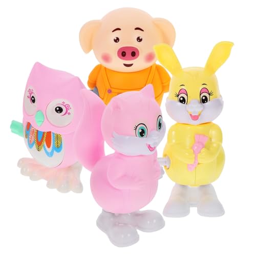 Alasum 4 Stück Springendes Kaninchen Eule Uhrwerk Mini- Zum Aufziehen Cartoon- Zum Aufziehen Aufziehbares Tierspielzeug Kinderspielzeug Plastik von Alasum