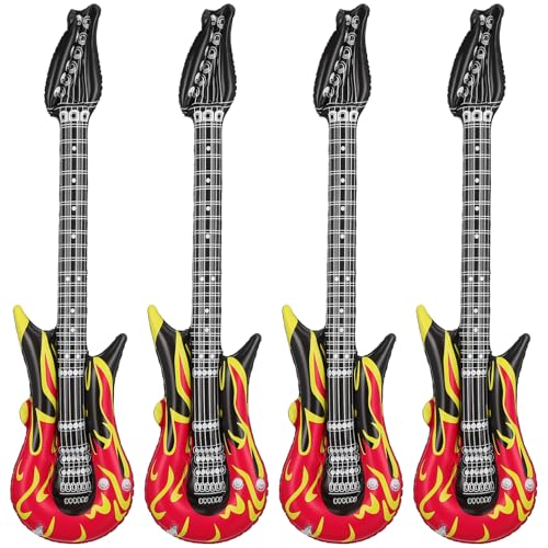Alasum 4Stücke Aufblasbare Gitarreninstrumente Gitarre für Partys Musikspielzeug und Foto Requisiten Wiederverwendbar Einfach Aufzublasen von Alasum