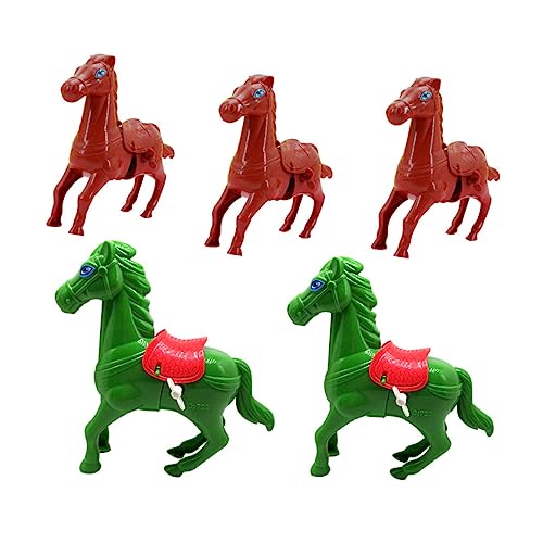 Alasum Pferde-aufziehspielzeug-Set 5-teilig Aufziehbare Springpferde Kunststoff-kinderspielzeug Leicht Aufzuziehendes Design Zufällige Farbe von Alasum