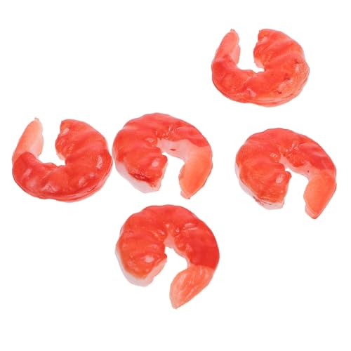 Alasum 5 Stück Realistische Garnelenmodelle Teiliges aus Robustem Kunststoff Künstliche Garnelenfiguren als Dekorative Requisiten für DIY Spielessen Fotografie und Aquarium Deko von Alasum
