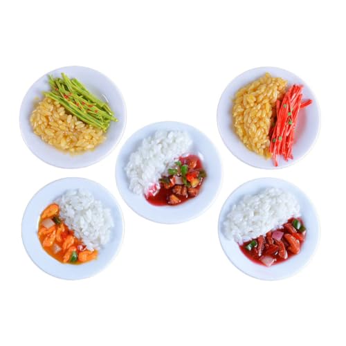 Alasum 5-Teiliges Kinder-Spielzeug Aus Kunststoff Zum Spielen Von Lebensmitteln Vorgetäuschte Küche Spielset Puppenhaus Chinesischer Reis Gefälschte Lebensmittel Modell Für Kleinkinder von Alasum