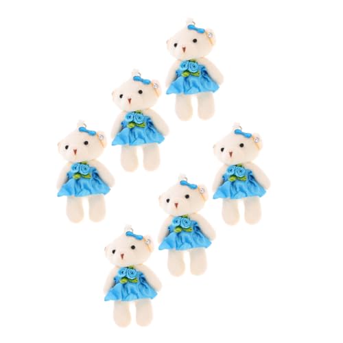 Alasum 6 Stück Mini-Bär-Anhänger Stofftier Plüschbär Schlüsselanhänger Anhänger DIY Bär Puppe Charms von Alasum