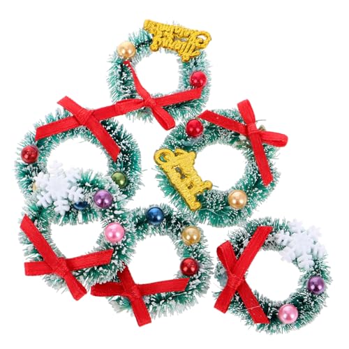 Alasum 6 Stück Puppenhausdekoration Mini Weihnachtskränze Kranz Die weihnachtsdeko Puppenhaus-Ornament Sisal-Seide von Alasum