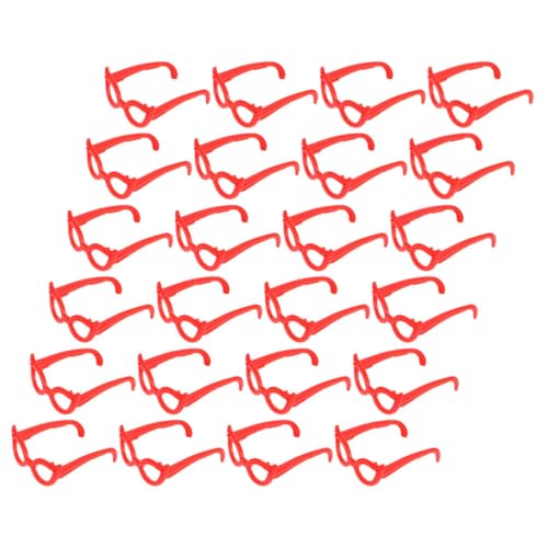 Alasum Jungen Und Mädchen Spielzeug Mini Brille Kunststoff Puppe Sonnenbrille 60 Stück Set Rot Puppenhaus Zubehör von Alasum