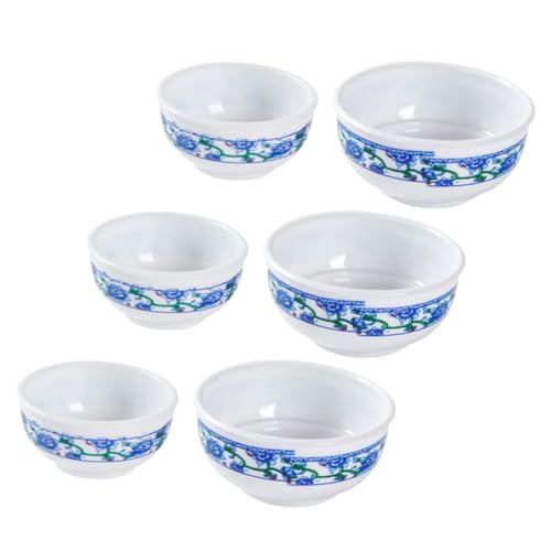 Alasum 6St Nachgeahmte blau-weiße Porzellanschale Modell Miniatur Puppe Maschine Cutie lieblich Trifle Schale Trifle schüssel besteck Mini-Hausschale Mini-Hausgeschirr Plastik von Alasum