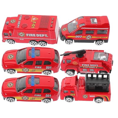 Alasum Feuerwehrauto Spielzeug Set 6-TLG. Kinder Simulation Auto Spielzeug Trägheitssteuerung Zufälliger Stil von Alasum