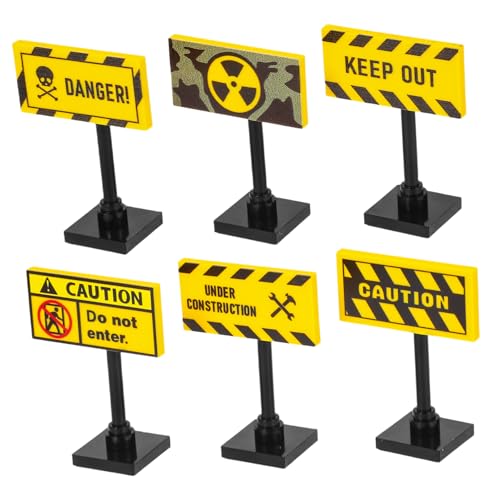 Alasum 6pcs Plastikverkehrsfiguren Bausteine ​​Spielzeug Verkehrszeichen Model Kinderverkehrsausbildung Spielset Mini Street Schilder Straßensicherheit Spielzeug von Alasum