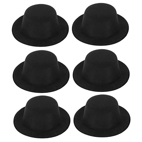 Alasum 6st Kleiner Hut Minihut Für Schneemann Puppe Strohhut Zubehör Für Puppenkleidung Stofftieraugen Seltsam Weihnachtspuppenhut Puppengroßer Pilgerhut Mini-Hut Gezogenes Tuch Black von Alasum