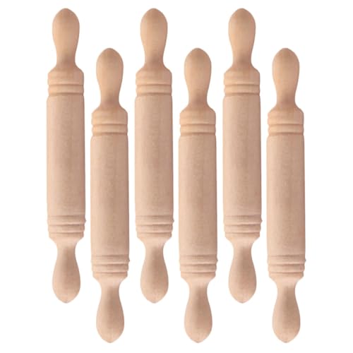 Alasum 6st Mini Nudel Holz Winziges Nudelholz Rollstock-Handwerk Nudelholz Klein Nudelholz Für Puppen Kleines Nudelholz Simulation Rollstöcke Dekoratives Küchenspielzeug Nudelwalze von Alasum