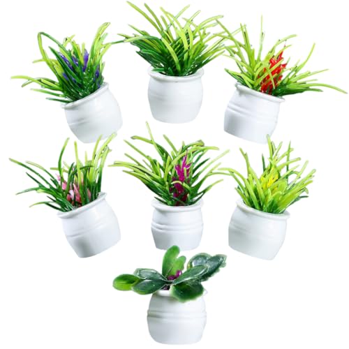 Alasum Lebendige Mini-Dekoration Mit Künstlichen Topfpflanzen 7-teilig Miniatur-Bonsai-schmuck Für Puppenhaus Und Mini-Garten-Einrichtung von Alasum