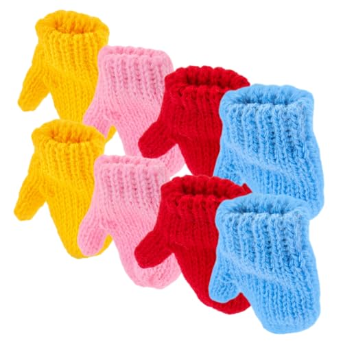 Alasum 8st Puppenhandschuhe Kleidung Mini-Handschuhe Mini-plüschhandschuhe Für Puppen Handschuhverzierungen Mini-baumschmuck Weihnachtsmann-fäustlinge Stricken Weihnachtsbaumschmuck Garn von Alasum