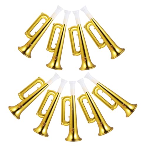 Alasum 9 Stück Großer Lautsprecherspielzeug kleine Trompete Trompetenkinder Krachmacher-Party Trompete Kinderspielzeug Trompete Horntrompete aus Kunststoff Fan-Horn Plastik Golden von Alasum