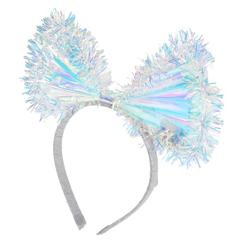 Alasum Bogenkopfschmuck deko Stirnband Geburtstag Kopfschmuck Requisite Haarband-Requisite Schleife Haarband Mädchenhaarband Haarband im Geburtstagsstil das Haustier Silver von Alasum