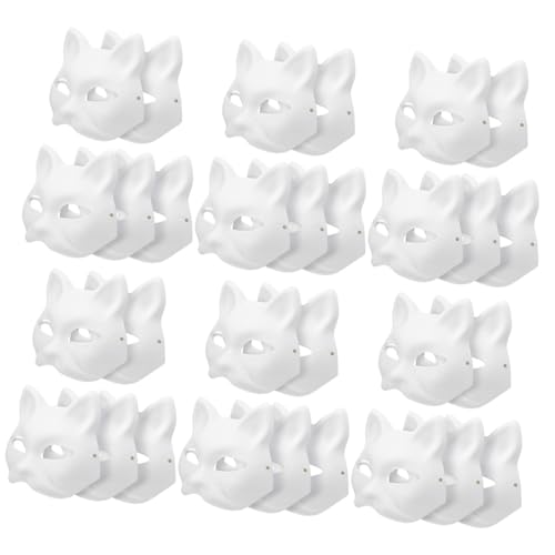 Alasum Papiermaske 30 Stück Blanke Katzenmasken Maskenballmaske Für Frauen Bastelrohlinge Katzenmasken Für Halloween-dekoration von Alasum