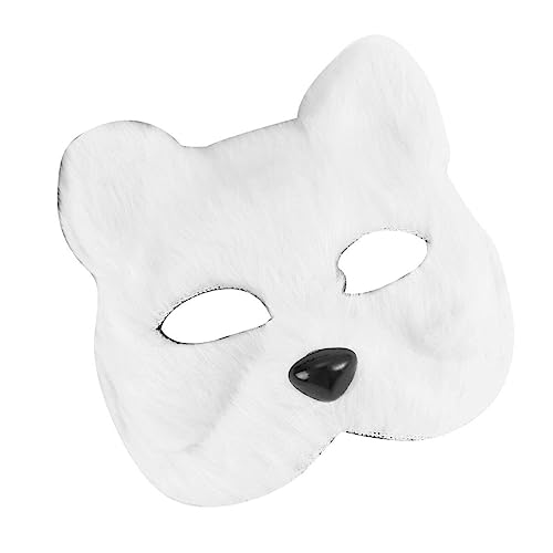Alasum Halloween-Fuchs-Maske Aus Kunstfell Fuchs-Katzenmaske Fuchs-Pelztier-Halbgesichtsmaske Für Halloween Karneval Party Kostüm Weiß von Alasum