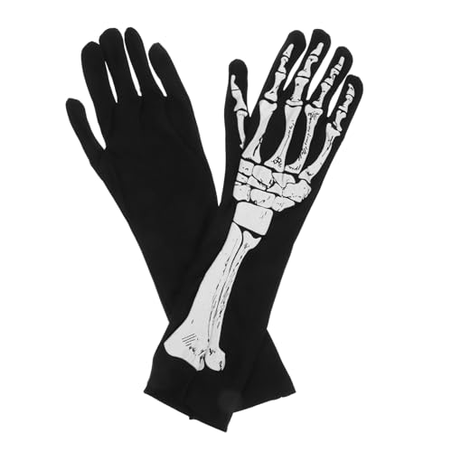 Alasum Halloween Skelett Handschuhe Lang Elastisch Unisex Cosplay Requisiten Gruseliges Kostüm Zubehör für Party Theater Performance von Alasum