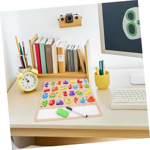 Alasum Holz Arabisches Alphabet Puzzle Groß Montessori Lernspielzeug für Feinmotorik Frühpädagogik Interaktives Eltern-Junge Mädchen-Spiel mit Buntem Muster Erkennungs von Alasum