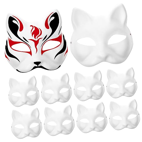 Alasum Katzenmasken Zum Bemalen DIY Weiße Papiermasken Für Halloween Masken Und Karneval Bastelmasken Für Kindergarten Und Cosplay Aktivitäten von Alasum