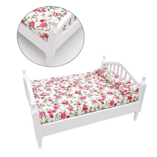 Alasum Mini Puppenhaus Möbel Maßstab 112 Kinder Bett Floral Design Kinderzimmer von Alasum