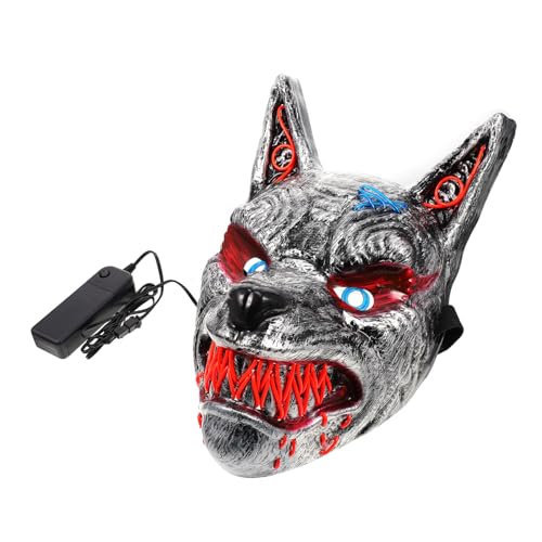 Alasum LED Halloween Wolf Kopf Maske Leuchtende Party Dekoration Gruselige Vollgesichtsmaske für Karneval und Kostümfest ohne Batterie Silber Alasum LED Halloween Wolf Kopf Maske Leuchtende Party Dekoration Gruselige Vollgesichtsmaske für Karneval und Kostümfest ohne Batterie Silber von Alasum